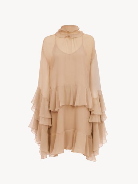 Chloé MINI RUFFLED DRESS IN SILK MOUSSELINE