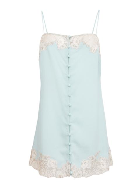 Fleur du Mal Lace-Trimmed Silk Georgette Slip Dress light blue