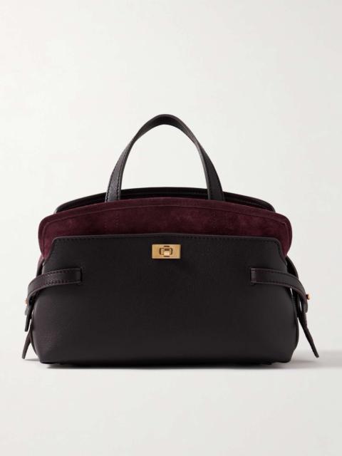 Small Wilson suede-trimmed leather tote Burgundy