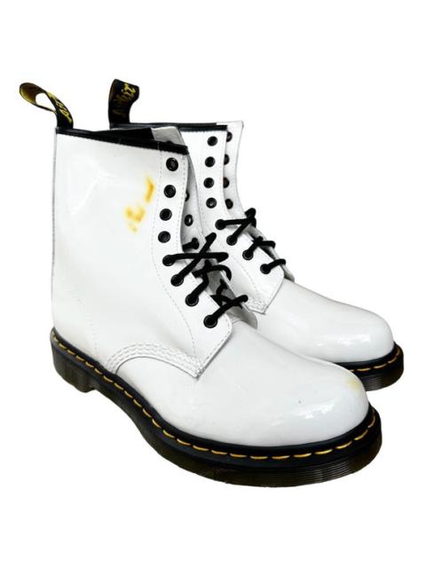 Dr. Martens Dr. Martens 1460 Boots Combat 8 Eye Patent Leather Lace Up Block Heel White 11