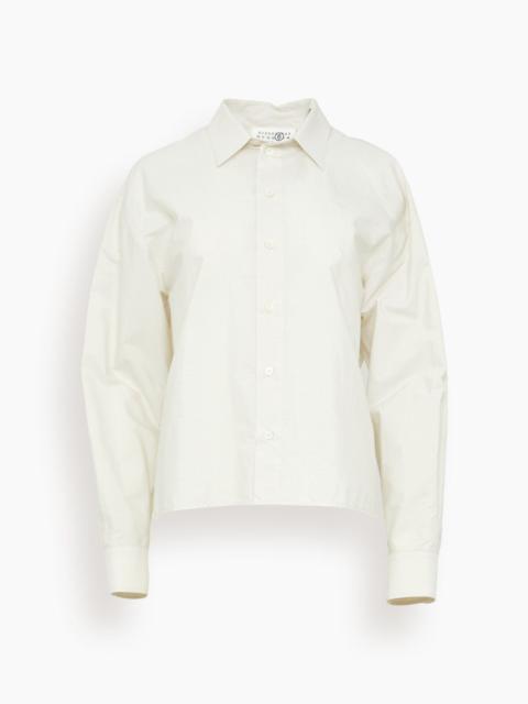 MM6 Maison Margiela Long Sleeved Shirt in Pinstripes White/Beige