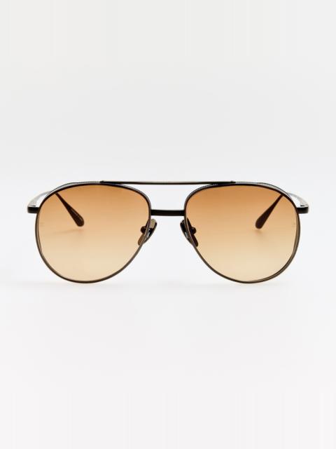 LINDA FARROW Meret Sunglasses in Matt Nickel and Mocha