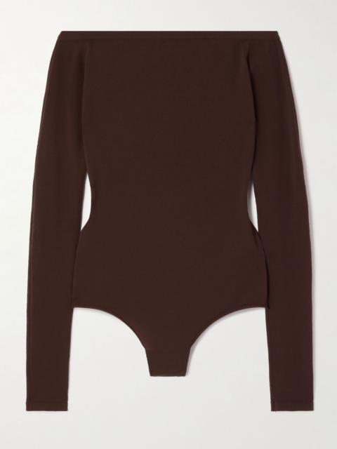 Alaïa Off-the-shoulder stretch-jersey bodysuit Brown