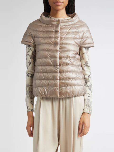 Herno Herno Emilia Cap Sleeve Quilted Down Jacket in Taupe at Nordstrom