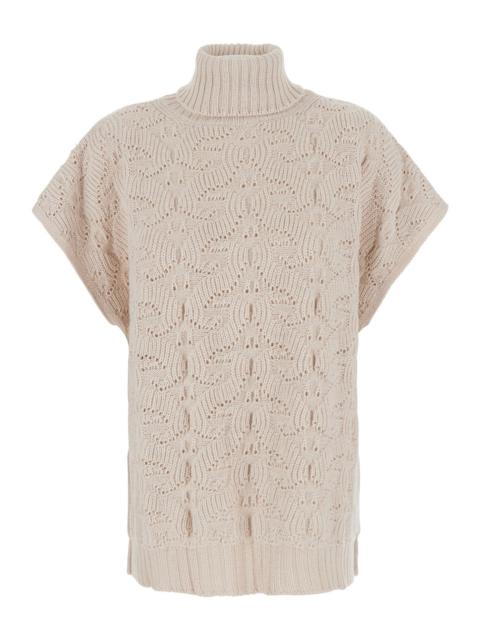Etro Etro Women White High-Neck Sweater With Wide Short Sleeves In Blend Wool Women