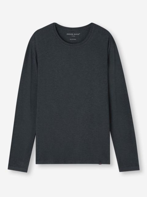 Derek Rose Men's Long Sleeve T-Shirt Marlowe Micro Modal Stretch Anthracite