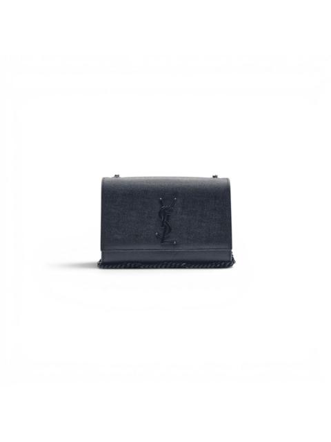 SAINT LAURENT Small Kate Grain de Poudre Pebbled Leather Shoulder Bag