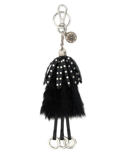 Prada Women Black Calf Hair And Leather Keyring