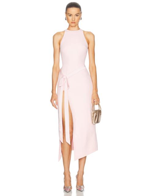 David Koma Satin Bow Detail Midi Dress