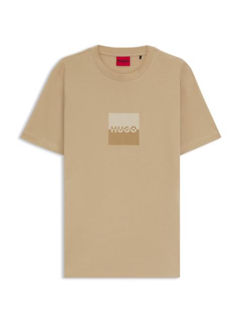 HUGO COTTON-JERSEY T-SHIRT WITH SPLIT-LOGO PRINT