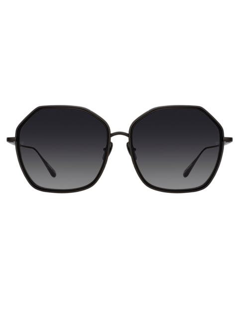 LINDA FARROW ROWE OVERSIZE SUNGLASSES IN MATT NICKEL