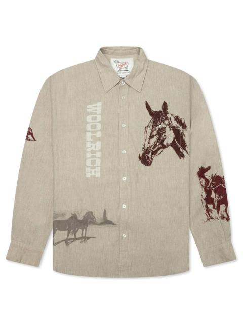 One Of These Days ONE OF THESE DAYS X WOOLRICH CHAMOIS PRINTED SHIRT - CANVAS