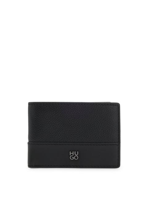 HUGO LEATHER WALLET WITH STACKED LOGO