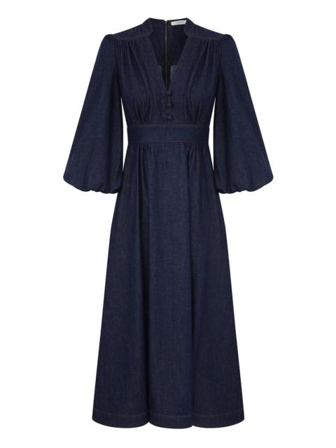Zimmermann AWAKEN DENIM MIDI DRESS