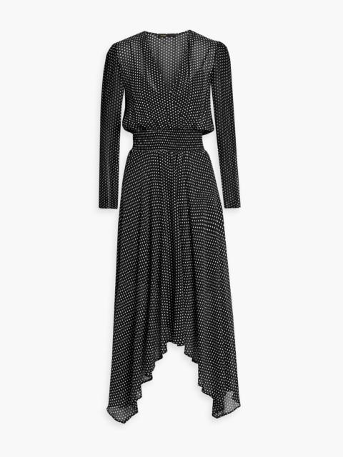 maje Asymmetric polka-dot chiffon maxi dress