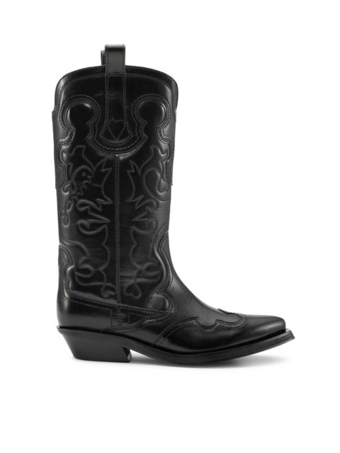 GANNI Ganni Women Embroidered Western Boots With Medium Shaft