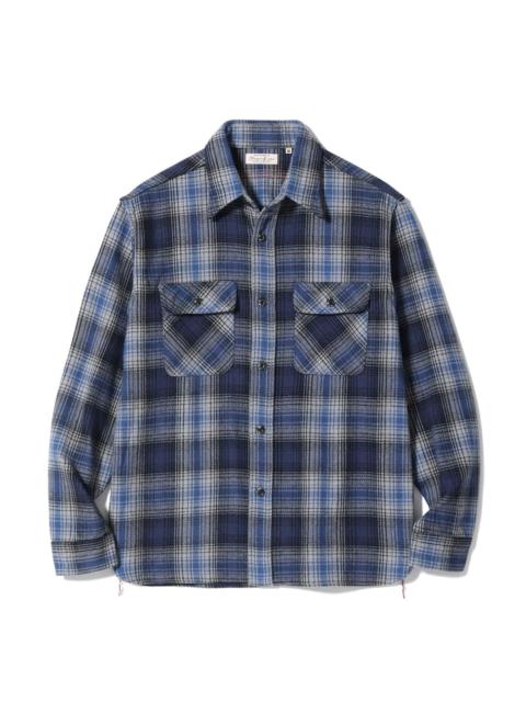 SUGAR CANE SC29584 Fiction Romance Herringbone Twill Check Work Shirt Navy