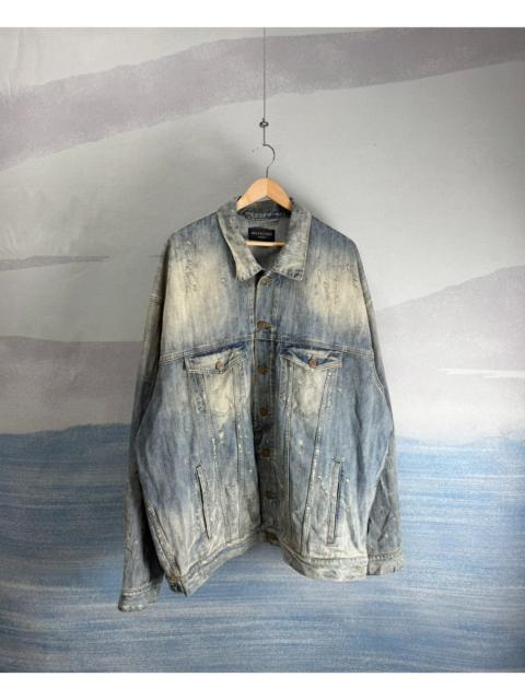 BALENCIAGA Balenciaga Mud-Dyed Distressed Rhinestone Denim Jacket
