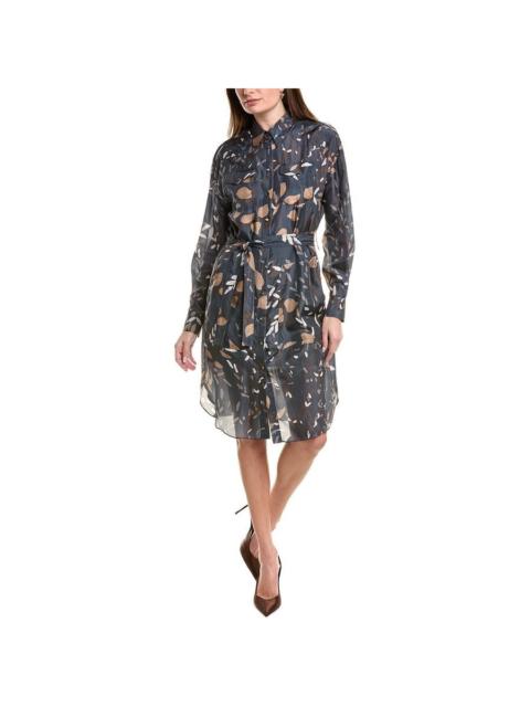 Brunello Cucinelli Brunello Cucinelli Blue Patterned Shirt Dress With Belt