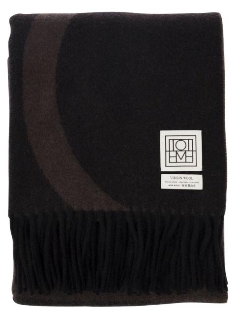TOTÊME BROWN SCARF WITH JACQUARD LOGO IN WOOL WOMAN