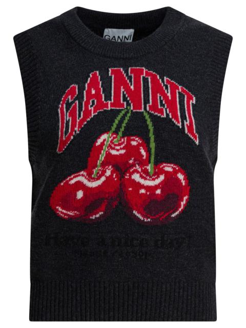 GANNI Ganni Wool Vest With Logo
