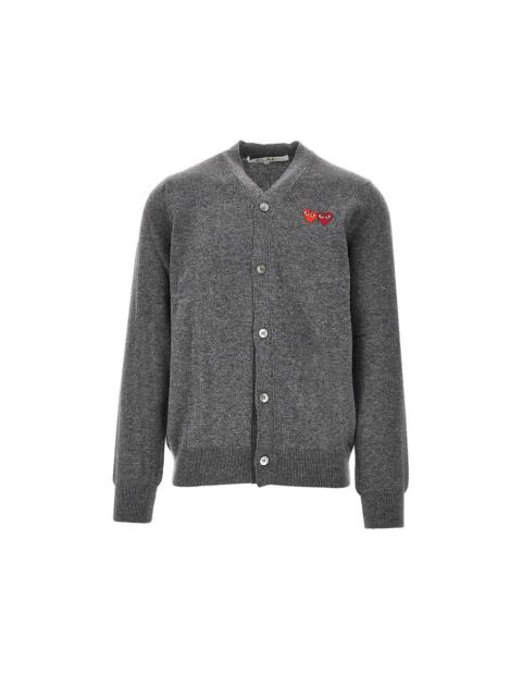 Comme des Garçons PLAY Comme des Garçons Play Hearts Patches Wool Cardigan Grey