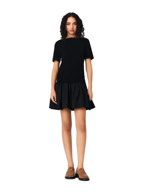 maje maje Short knit and taffeta dress in Black at Nordstrom