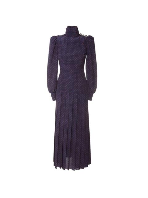 Alessandra Rich Long-Sleeve Highneck Polka-Dot Dress