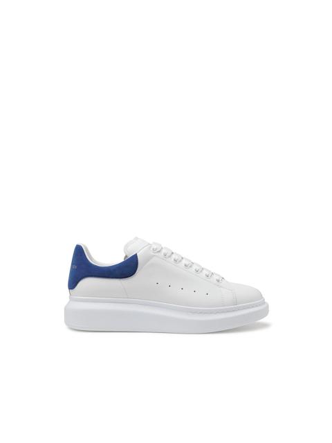 Alexander McQueen WHITE AND BLUE LEATHER OVERSIZED SNEAKERS