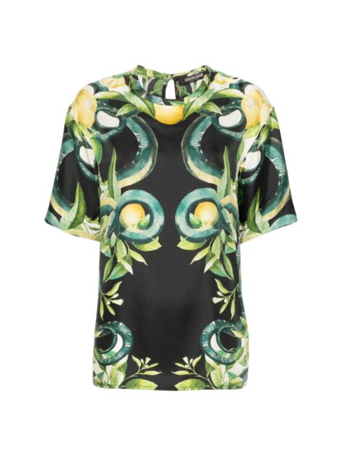 lemon-print silk blouse