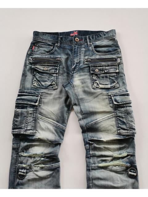 Other Designers Lyric Japan Multipocket Cargo Stretch Distressed Denim Jeans