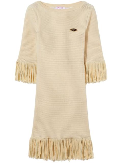 PUCCI logo-plaque fringed mini dress