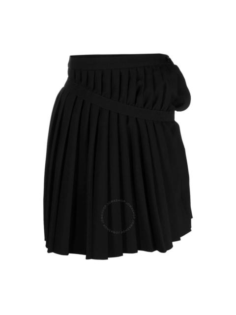 MM6 Ladies Black Asymmetric Pleated Miniskirt