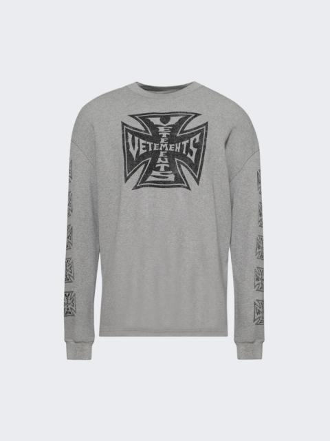 VETEMENTS Biker Cross Waffle Long Sleeve Tee Grey Melange
