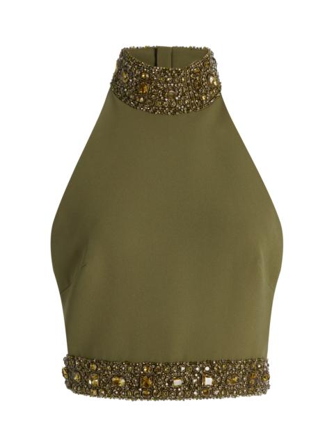 ZUHAIR MURAD Embellished Cady Crop Top green