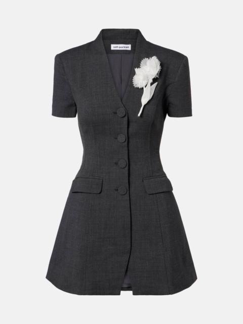 self-portrait Floral-appliqué minidress