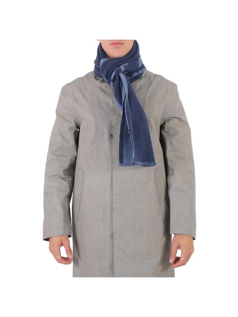 FERRAGAMO Salvatore Ferragamo Blue Marine Macro Signature Cashmere And Wool Scarf