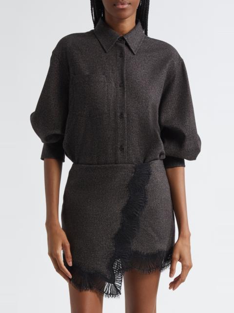 A.L.C. A.L.C. Spence Wool Blend Long Sleeve Shirt in Ganache at Nordstrom