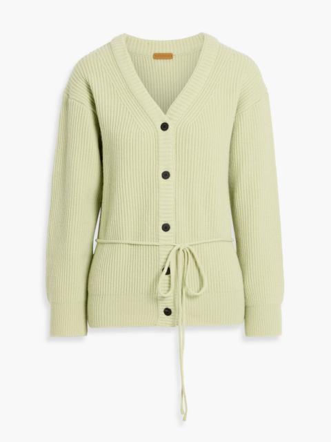 Other Designers Tie-detailed ribbed wool-blend cardigan