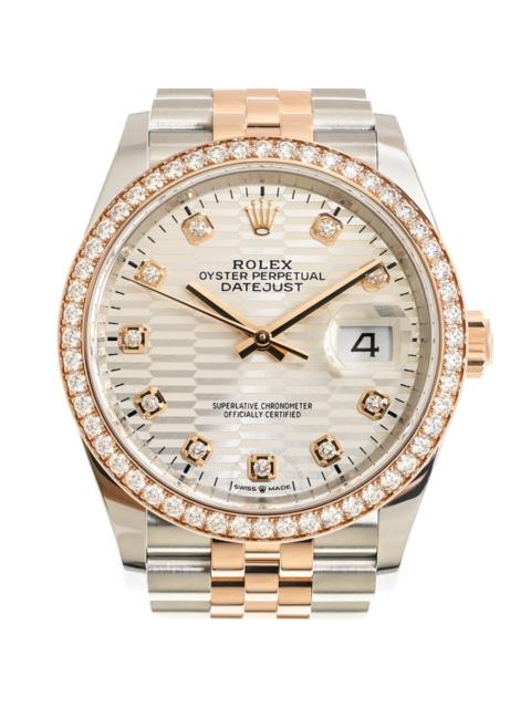 ROLEX Rolex Datejust 36 Silver Palm Motif Diamond Dial Automatic Men's Steel and 18kt Everose Gold Jubilee