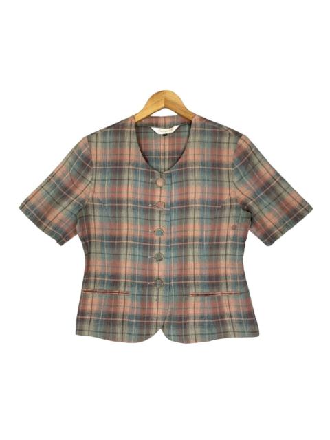 Burberry Vintage Burberry Plaid Multicolor Short Sleeve Blazer Coat