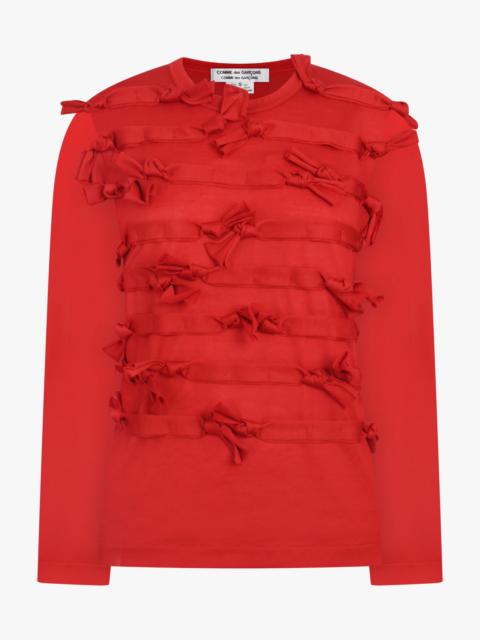 Comme Des Garçons CREW NECK LS  TOP WITH KNOT RIBBON DETAIL | RED
