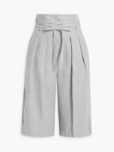 Brunello Cucinelli Metallic herringbone linen-blend shorts