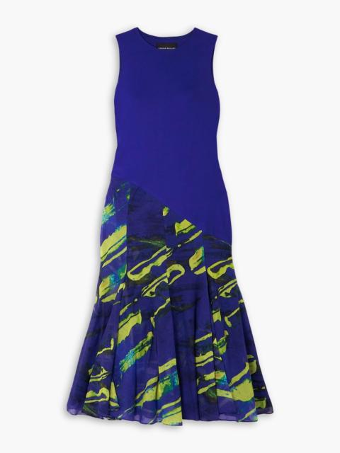Other Designers Printed voile and stretch-jersey midi dress