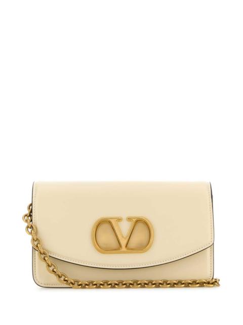 Valentino Valentino Garavani Women Ivory Leather Vlogo Signature Shoulder Bag