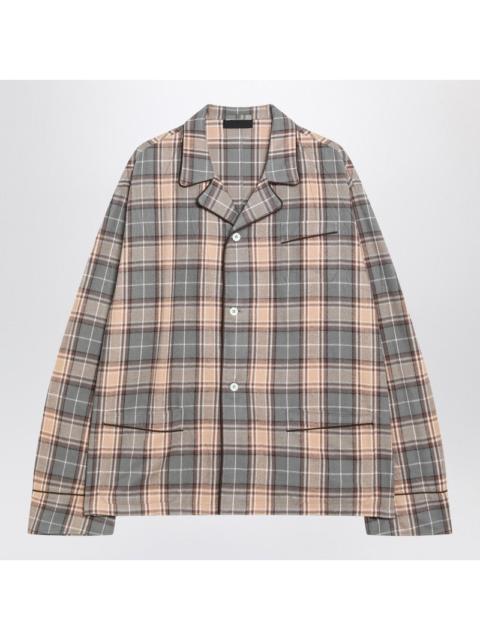 Prada Prada Steel/Cameo Checked Cotton Shirt Men