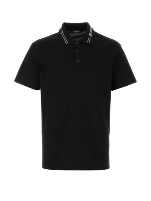 VERSACE Black piquet polo shirt