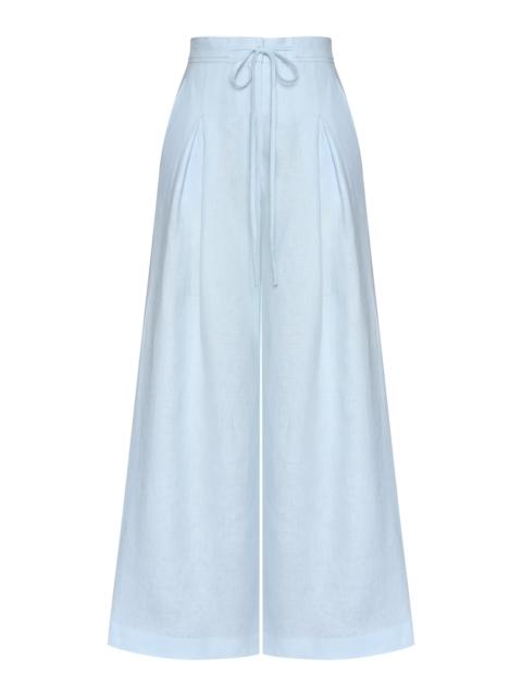 ANDRES OTALORA Mi Diario Wide-Leg Linen Pants light blue