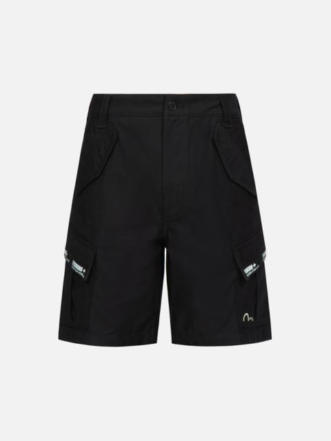 EVISU Logo Tape Patching Cargo Shorts