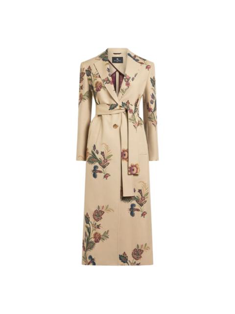 Etro floral-print belted coat